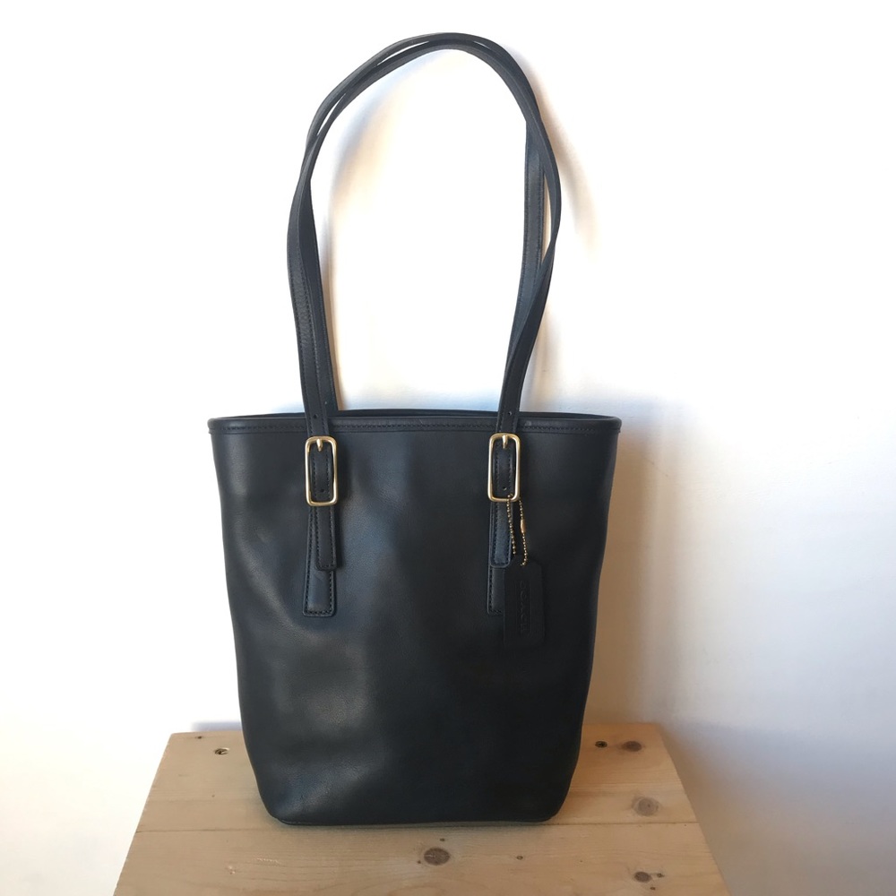 Coach 9083 Bucket Legacy Tote Black Leather Purse